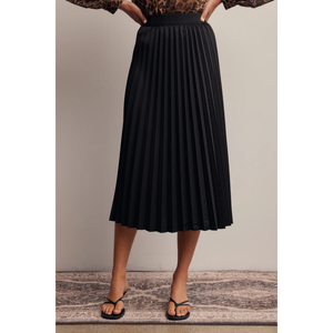 Stretch Pleated Midi Skirt