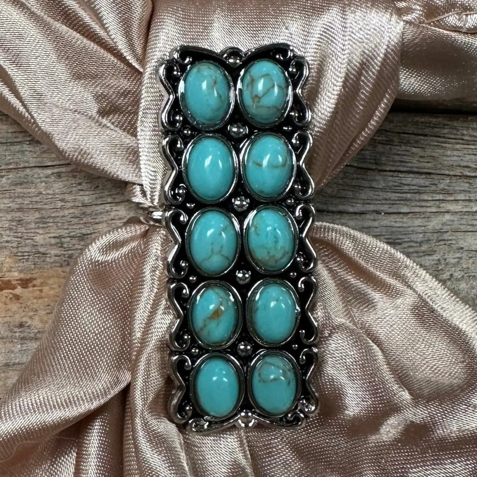 Wild Rag Rectangle Turquoise Concho Slide