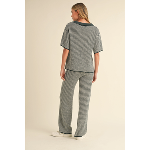 Striped Sweater Wide Leg Pants