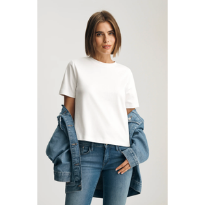 AUDREY INTERLOCK CREW NECK T-SHIRT White