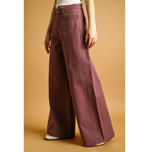Washed Color Wide Leg Pants