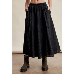 Textured Gingham Maxi Skirt