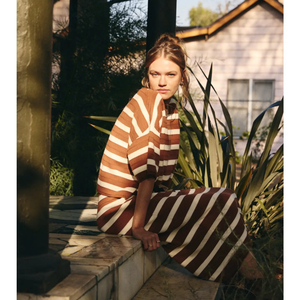 Weekend In Cannes Cotton Stripe Midi Skirt