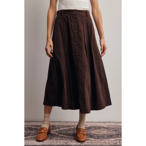 Button Front Cord Skirt