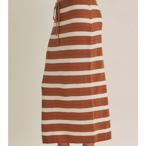 Weekend In Cannes Cotton Stripe Midi Skirt