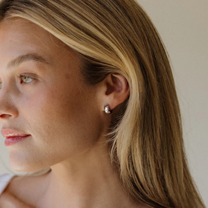 Wide Classic Huggie Hoop Earrings in Silver