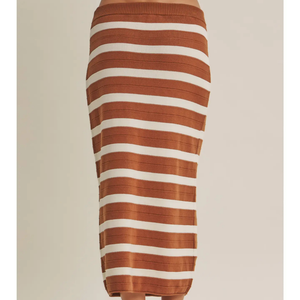 Weekend In Cannes Cotton Stripe Midi Skirt