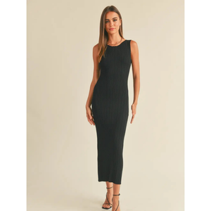 Patterned Rib Knitted Long Dress