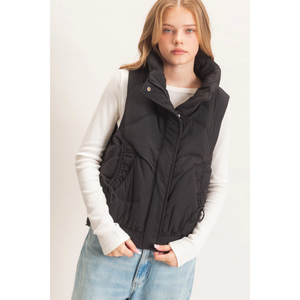 Quilted Funnel Neck Puffer Vest