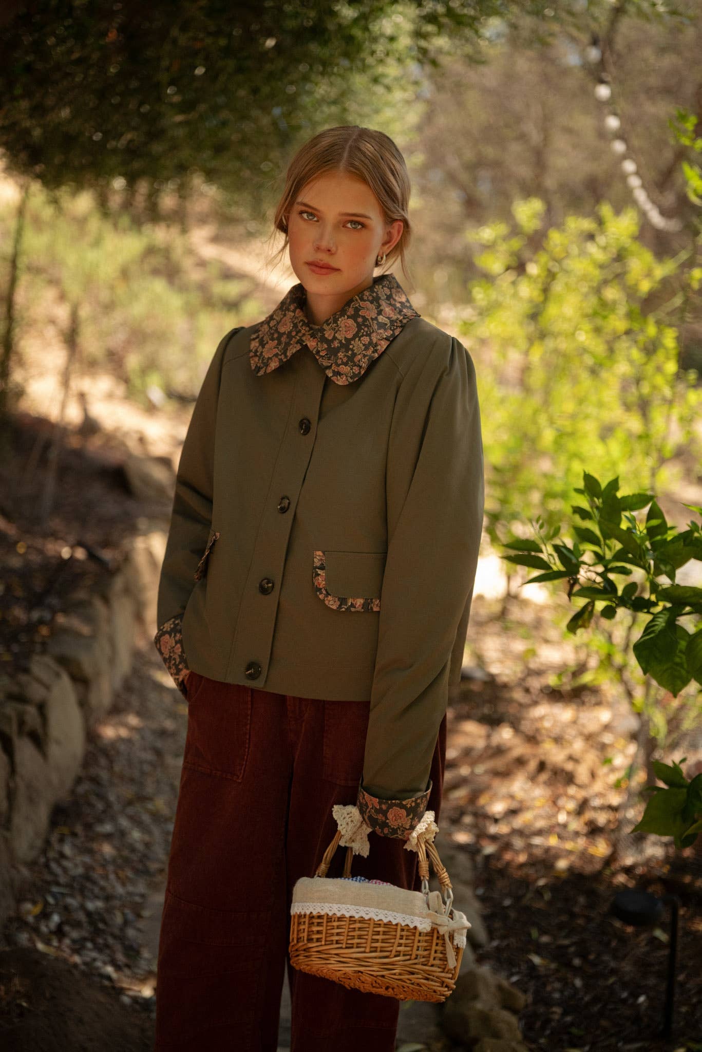 Utility Jacket With Contrast Floral