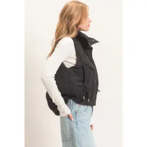 Quilted Funnel Neck Puffer Vest