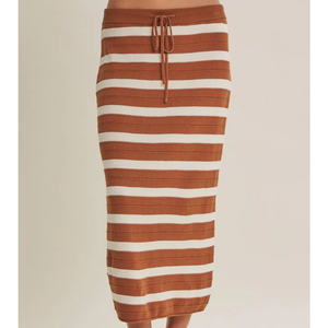 Weekend In Cannes Cotton Stripe Midi Skirt