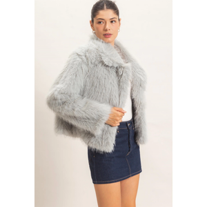 Shawl Collar Faux Fur Jacket