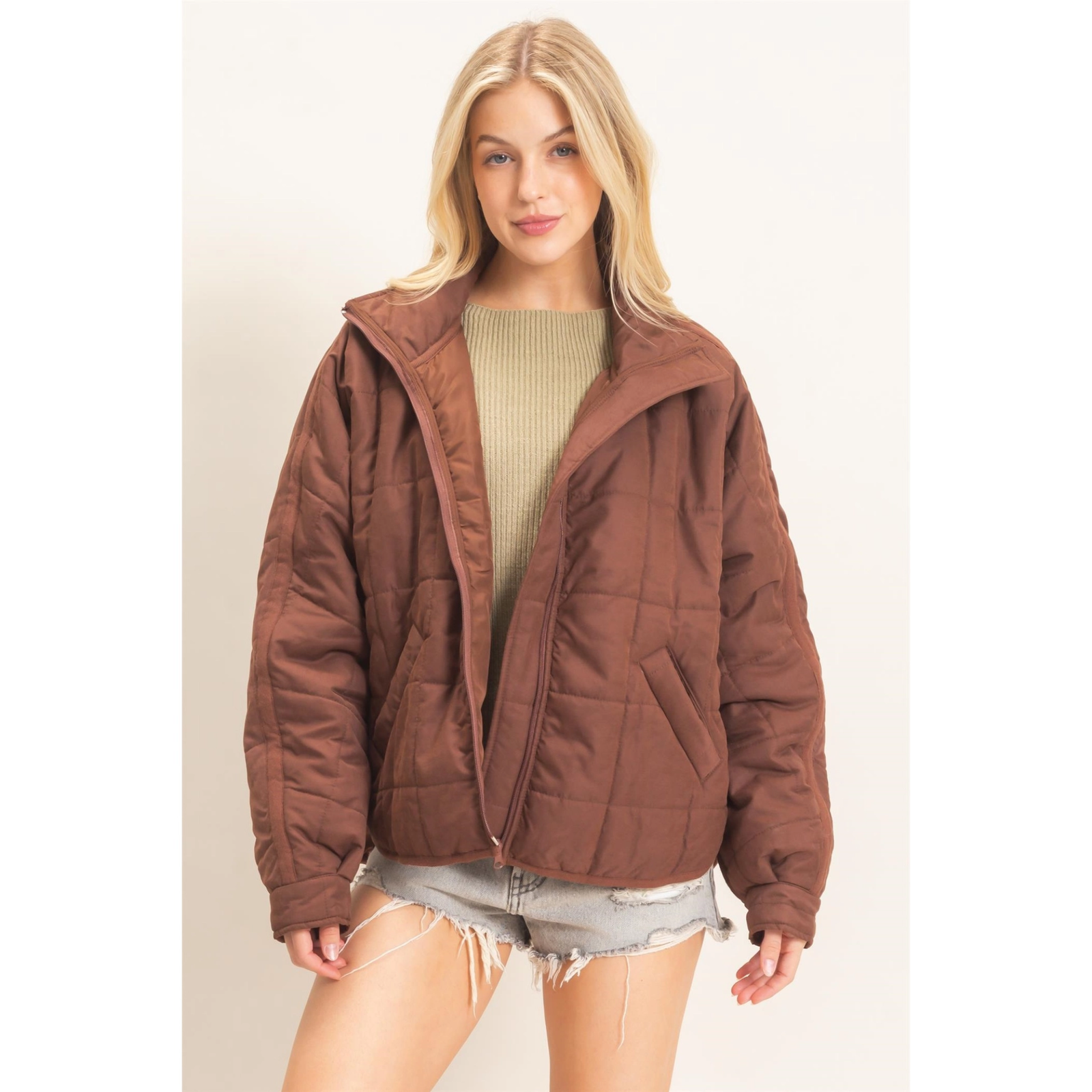 Quilted High Collar Jacket