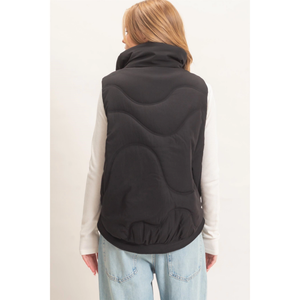 Quilted Funnel Neck Puffer Vest