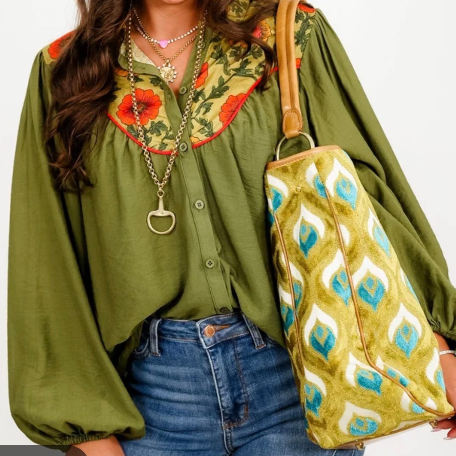 Wild Floral Contract Long Sleeve Button Up