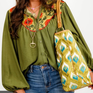 Wild Floral Contract Long Sleeve Button Up