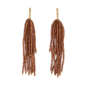 Marissa Brass + Bead Fringe Earrings