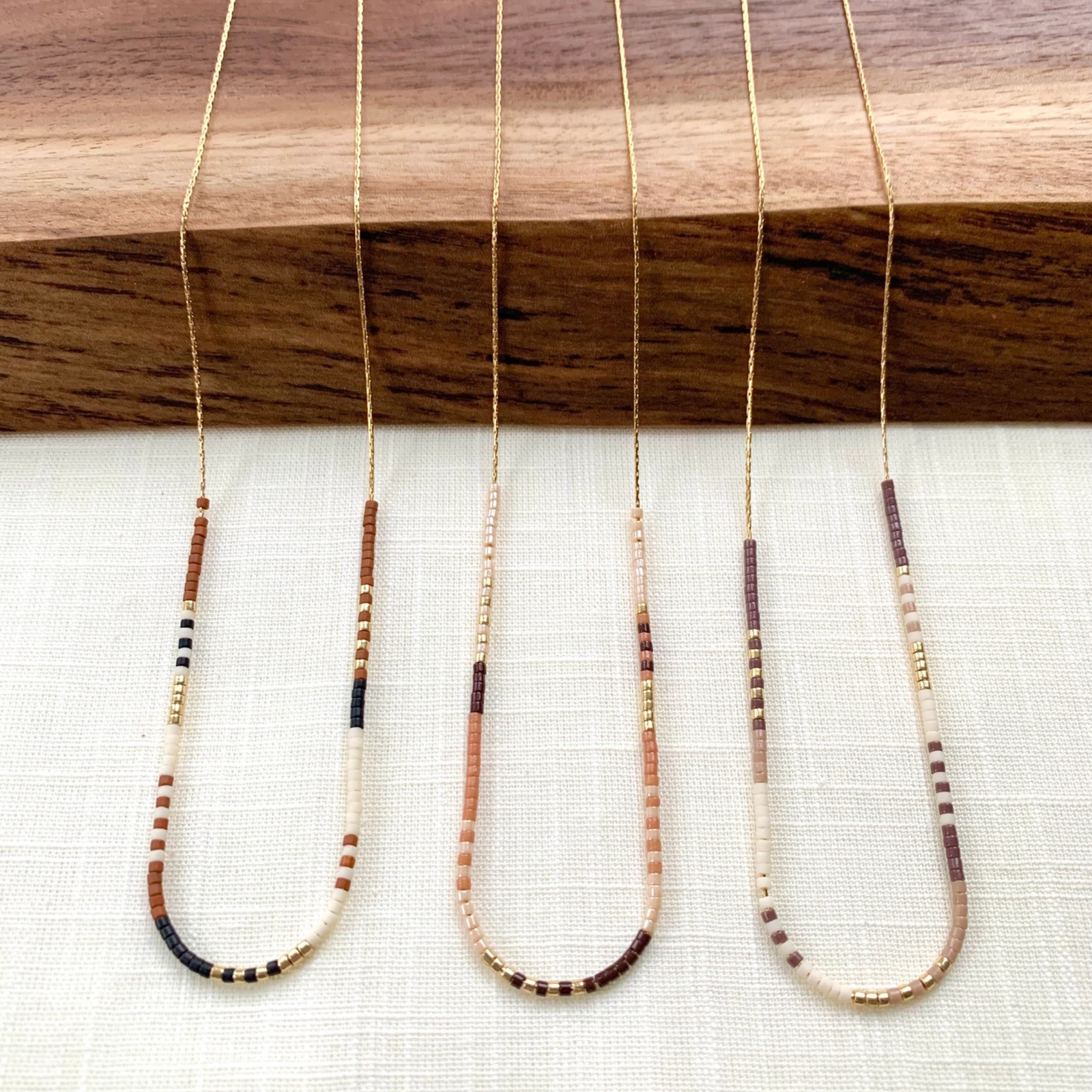 Rich Neutral Seed Bead Necklace