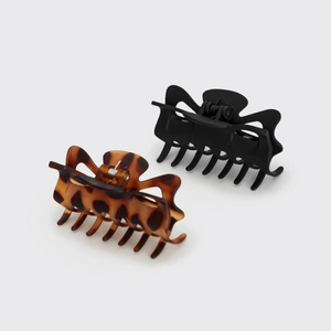 Recycled Plastic Large Claw Clip 2pc Set - Black & Tort