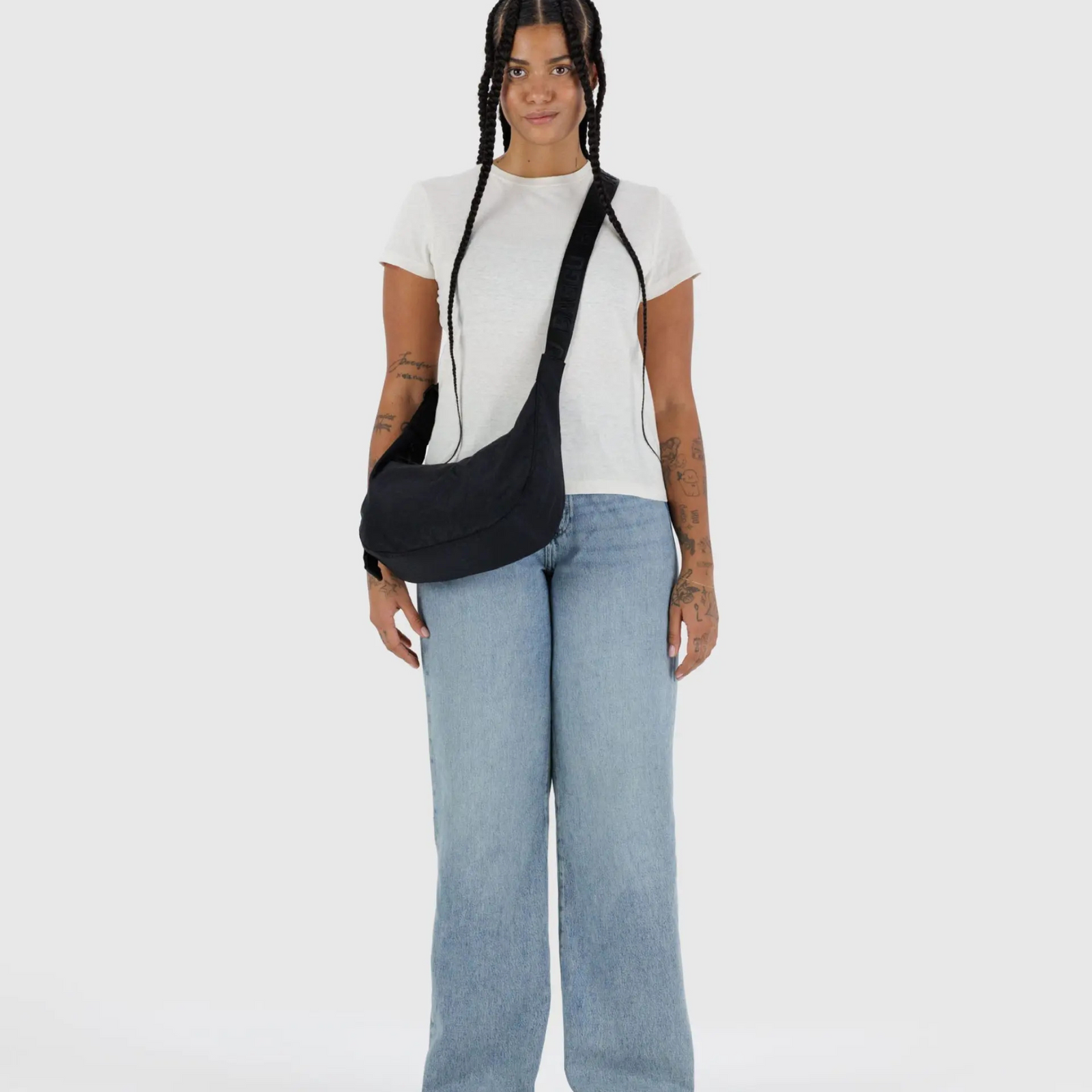 Medium Denim Crescent Bag