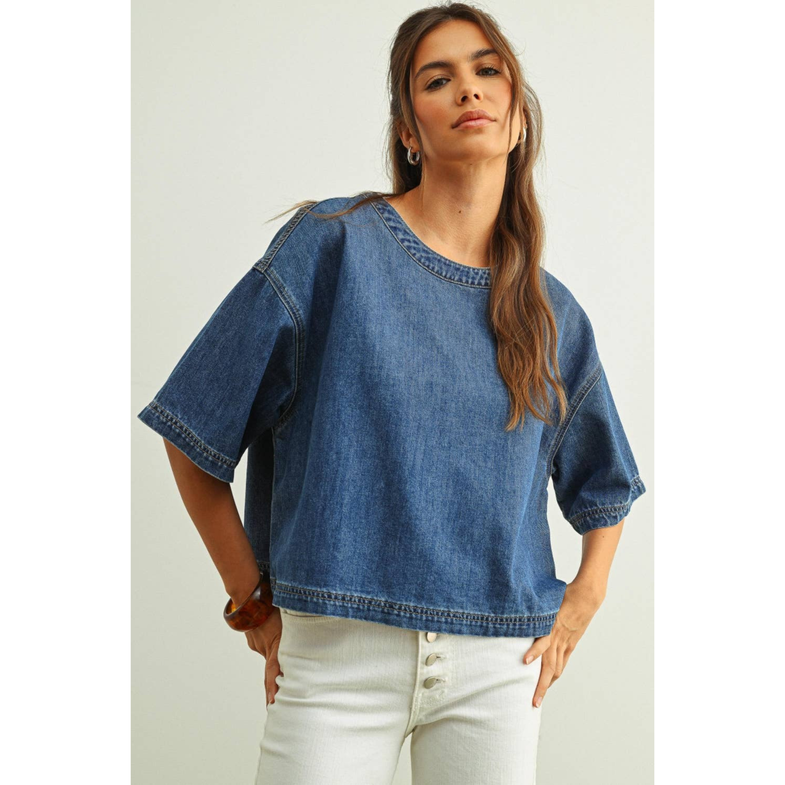 Round Neck Denim Top