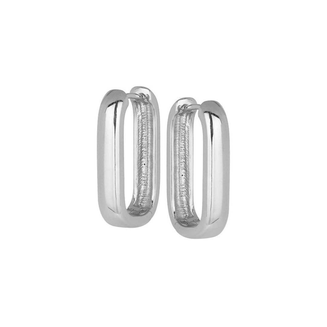 Emma Elongated Hoop Earrings in Silver
