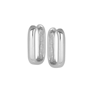 Emma Elongated Hoop Earrings in Silver