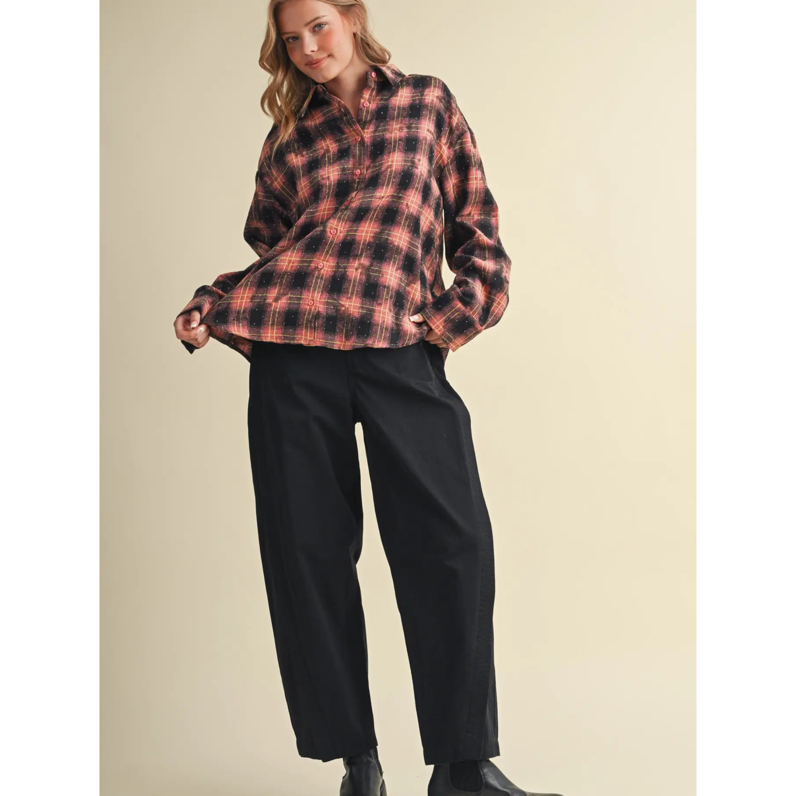 Top Stitch Seam Barrel Pants