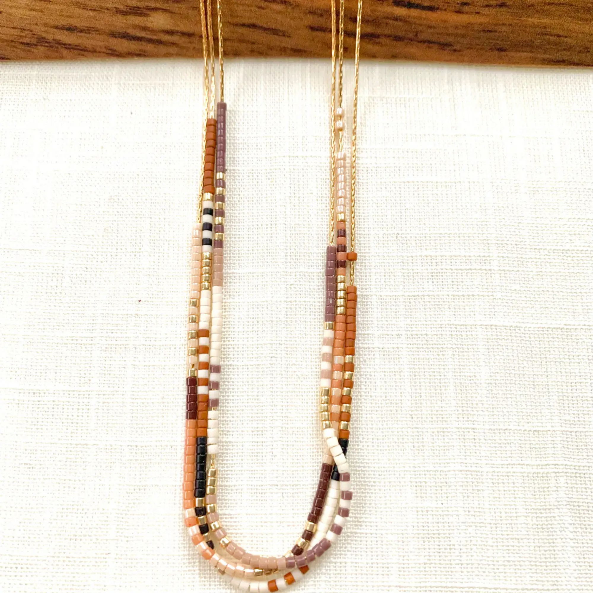 Rich Neutral Seed Bead Necklace
