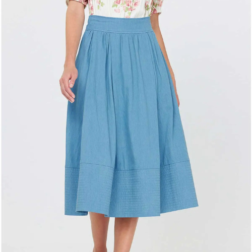 Pin-Tuck Detailed Midi Skirt