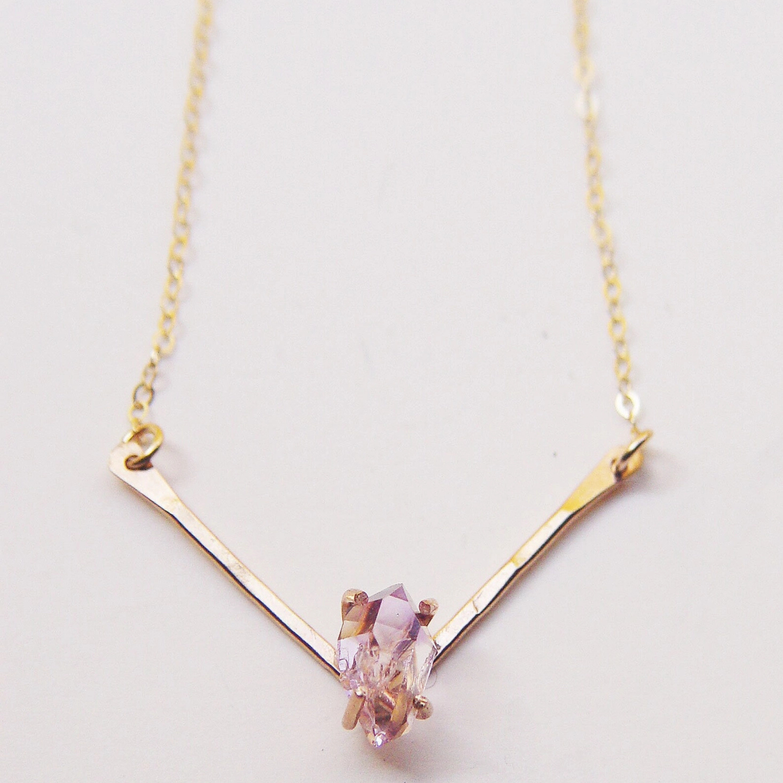Amethyst Triangle Gold Necklace