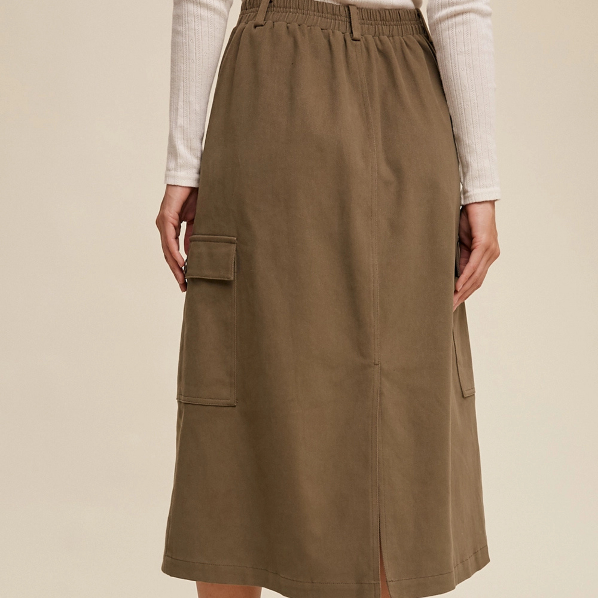 Utility Pocket A-Line Midi Skirt