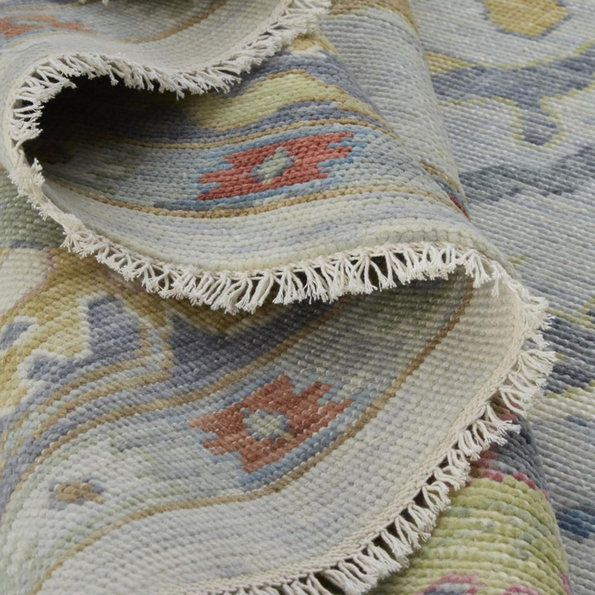 Karina Botanical Hand-Knotted Wool Rug in Blue-Multi