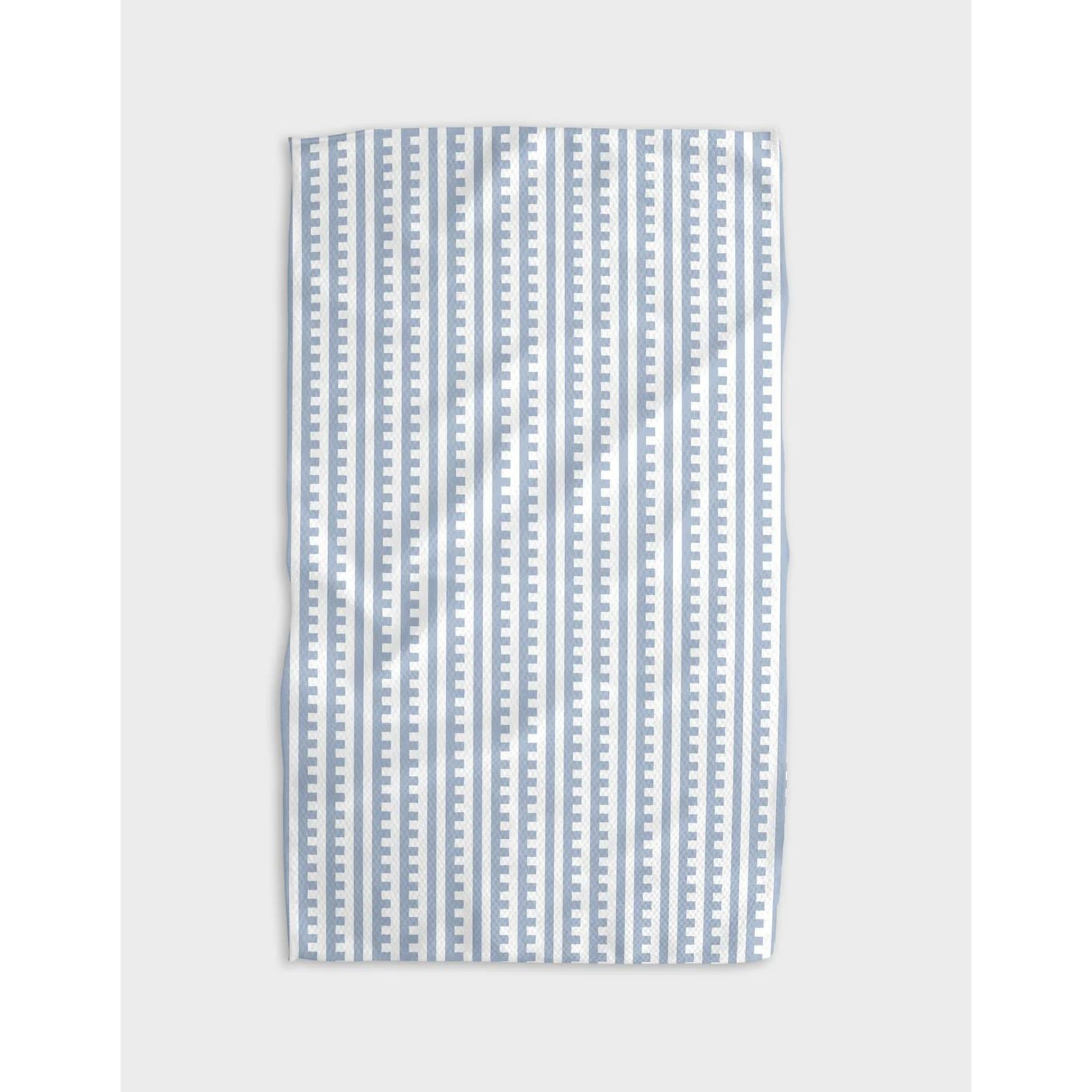 Blue Linen Geometry Tea Towel