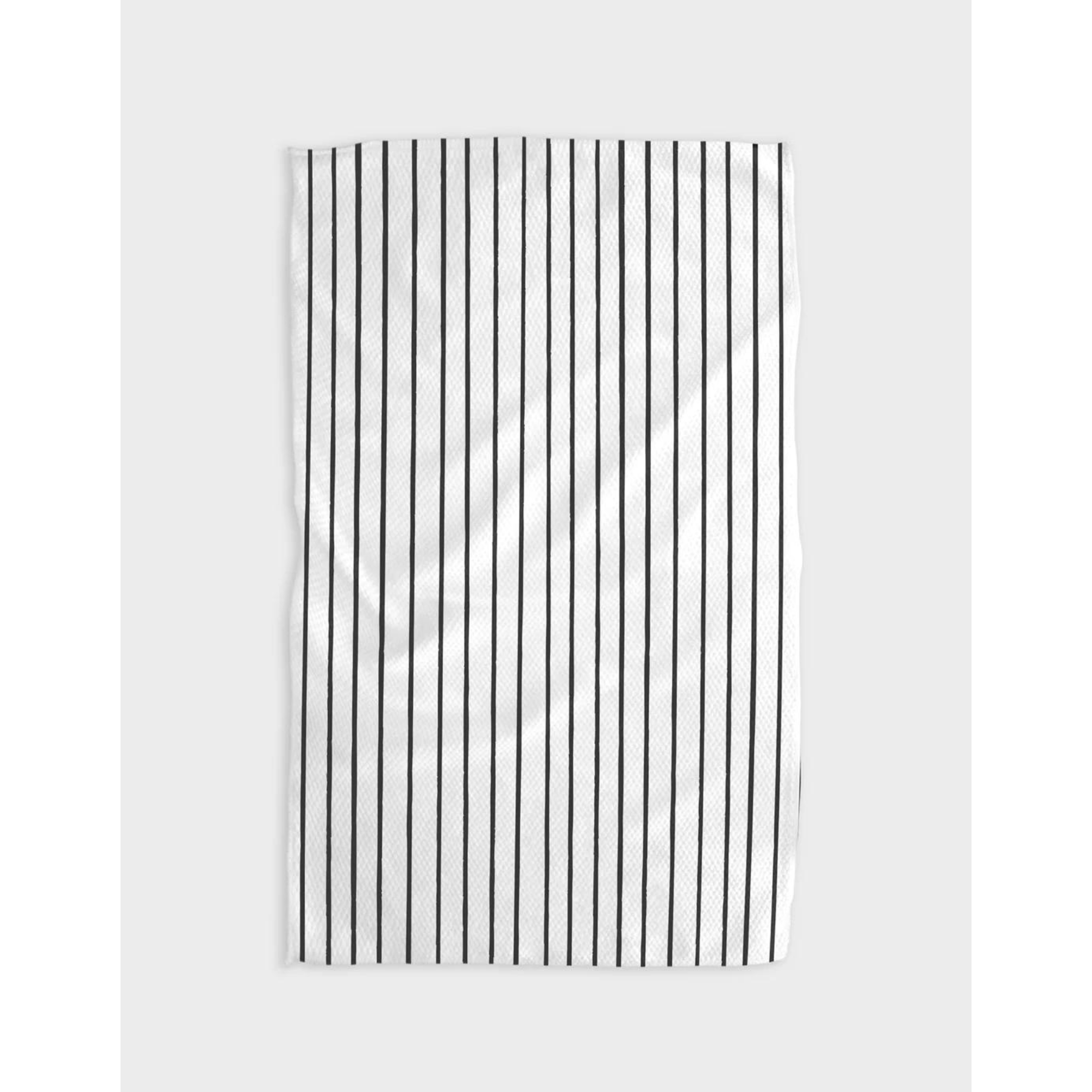 Black + White Stripe Linen Geometry Tea Towel