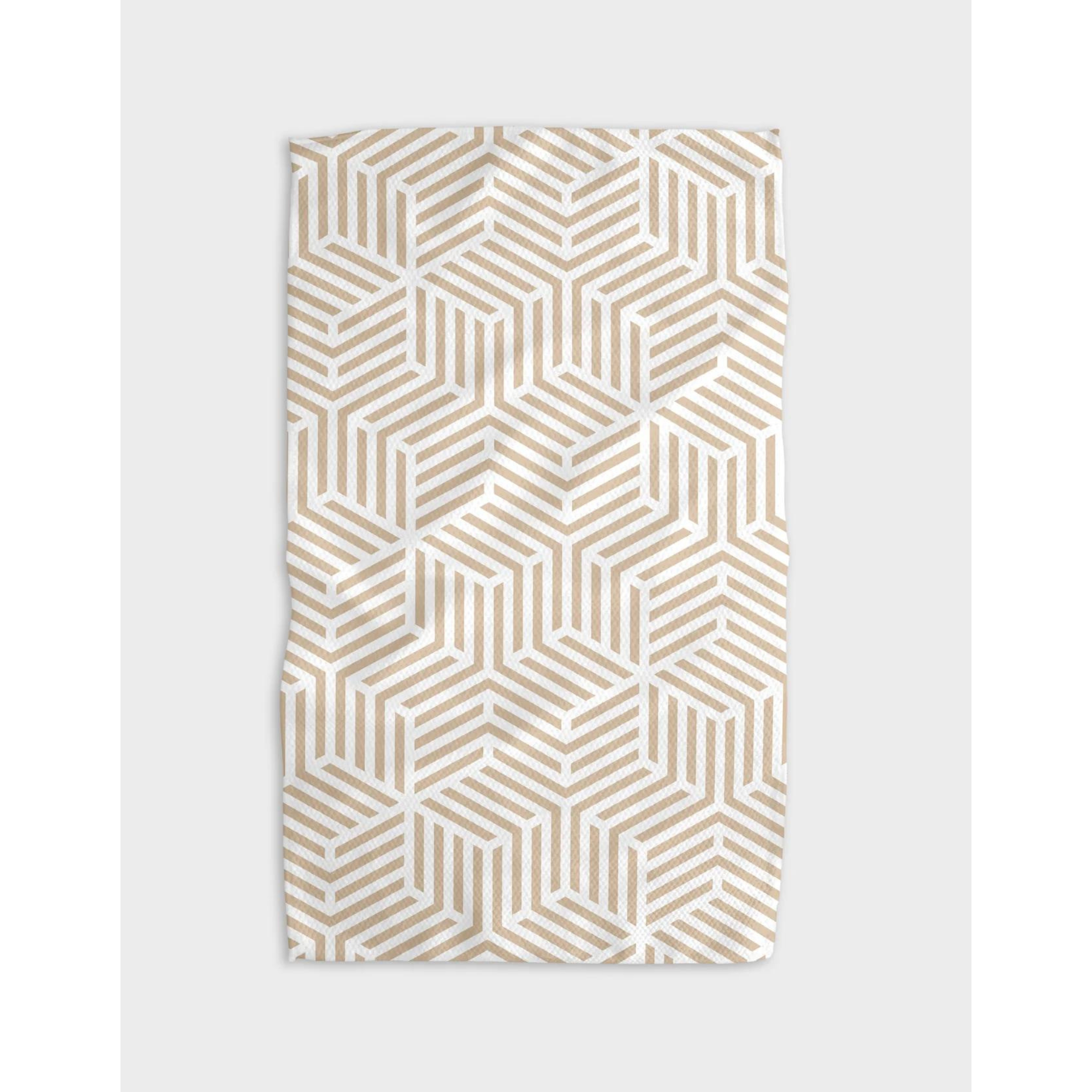 Stacked Cubes Geometry Tea Towel